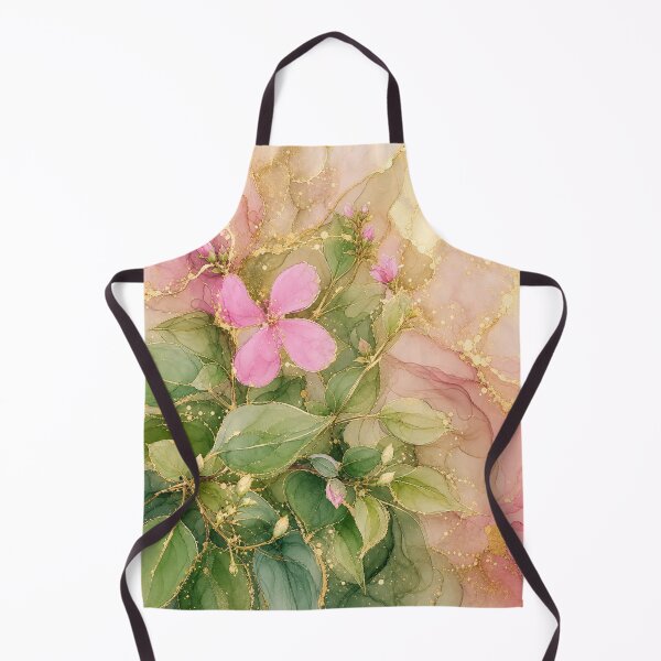 Item preview, Pink Melastoma and Gold Leaves Digital Watercolor designed and sold by AneissPiaf.