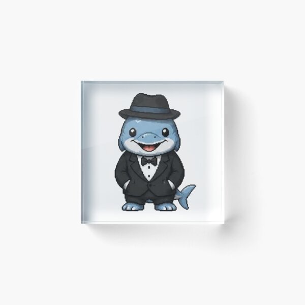 Item preview, Classy Pixel Dolphin – Retro Ocean Animal in Tuxedo designed and sold by Icareis-Studios.