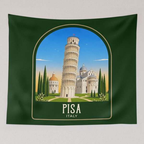 Item preview, Pisa Vintage Travel Illustration designed and sold by HomeLivingCo.