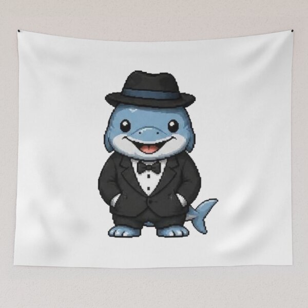 Item preview, Classy Pixel Dolphin – Retro Ocean Animal in Tuxedo designed and sold by Icareis-Studios.