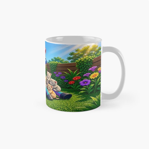 Item preview, Cute Rainbow Horse with Tiny Kittens in Garden Pop Art - Tugy designed and sold by Breezes-of-Ida.