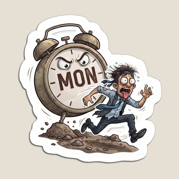 Item preview, Monday: Chase - A giant alarm clock chases the worker. designed and sold by satire-shop.