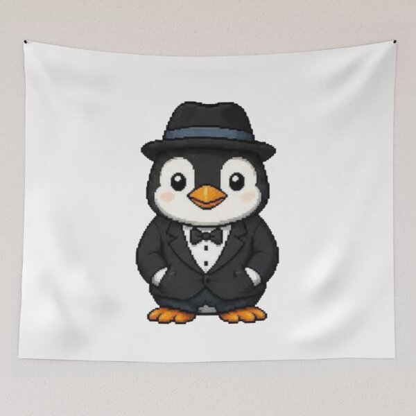 Item preview, Classy Pixel Penguin – Funny Retro Bird in Tuxedo designed and sold by Icareis-Studios.