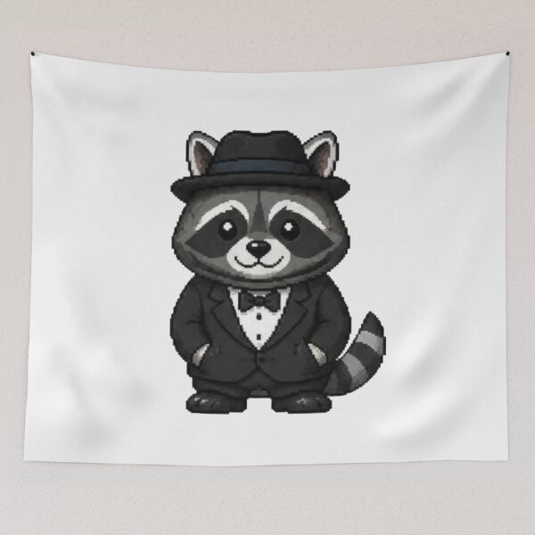 Item preview, Classy Pixel Raccoon – Funny Retro Animal in Tuxedo designed and sold by Icareis-Studios.
