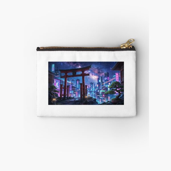 Item preview, Cyberpunk Torii Gate in Neon Japan Cityscape designed and sold by Zen Motif Japan.