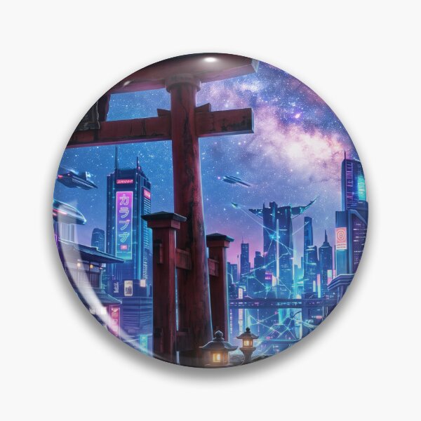 Item preview, Cyberpunk Torii Gate in Neon Japan Cityscape designed and sold by Zen Motif Japan.