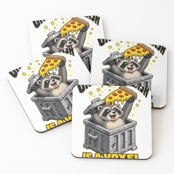 Item preview, One Man's Trash Is a Voxel Masterpiece - Funny Raccoon Pizza Tee designed and sold by KIDEnia.