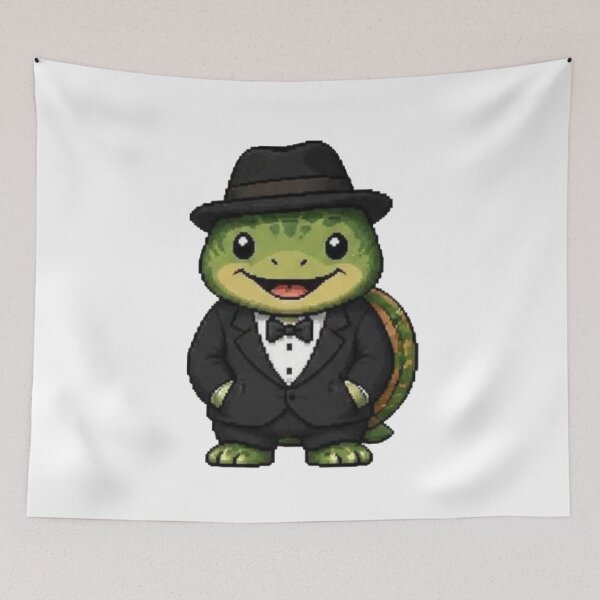 Item preview, Classy Pixel Turtle – Funny Retro Animal in Tuxedo designed and sold by Icareis-Studios.