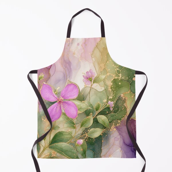 Item preview, Pink Flower Alcohol Ink Botanical Gold Leaf designed and sold by AneissPiaf.