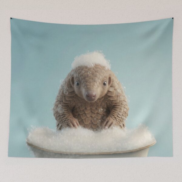 Item preview, Baby Pangolin Bubble Bath Cute Nursery Bathroom Wall Art designed and sold by LazyOwlStore.