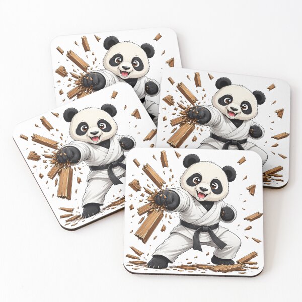 Item preview, Cute Kung Fu Panda Breaking Wooden Boards Cartoon Illustration designed and sold by Nubian Style.