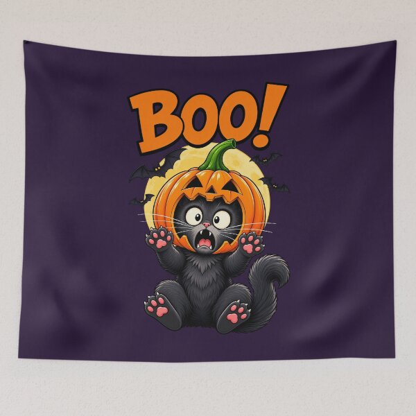 Item preview, Boo! Scared Black Cat in a Halloween Pumpkin designed and sold by Infinitee8hirts.