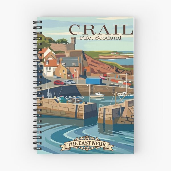Item preview, Crail Harbour Dreamy Coastal Village East Neuk Scotland Vintage Travel Poster designed and sold by S-and-W-4ever.