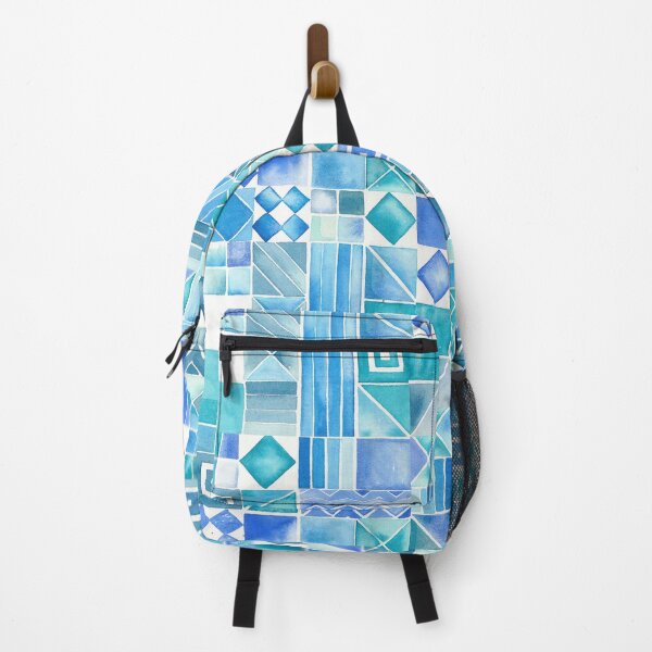 Item preview, Blue Watercolor Geometric Mosaic Tile Pattern designed and sold by Cobalt Blue Watercolors.