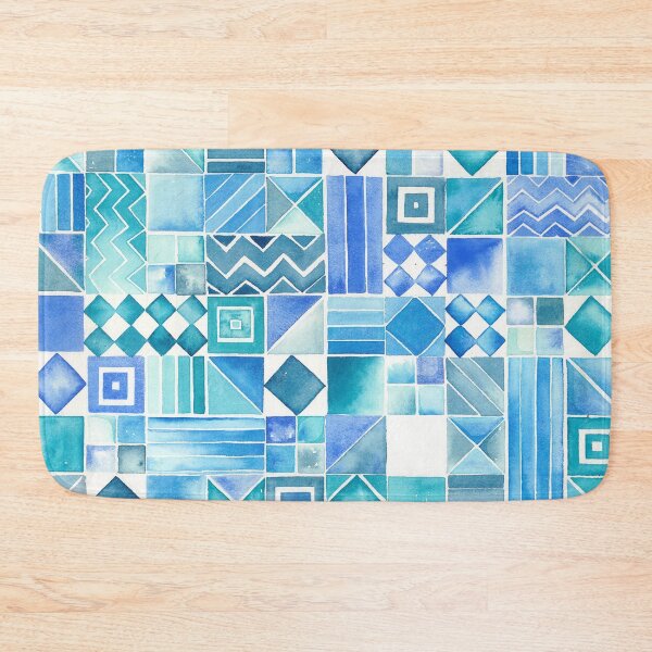 Item preview, Blue Watercolor Geometric Mosaic Tile Pattern designed and sold by Cobalt Blue Watercolors.