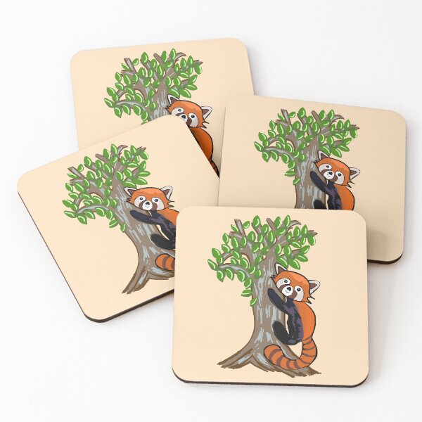 Item preview, Red panda climbing tree designed and sold by Em-colour.