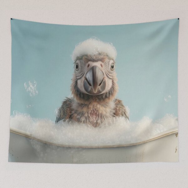 Item preview, Baby Parrot Bubble Bath Cute Nursery Bathroom Wall Art designed and sold by LazyOwlStore.