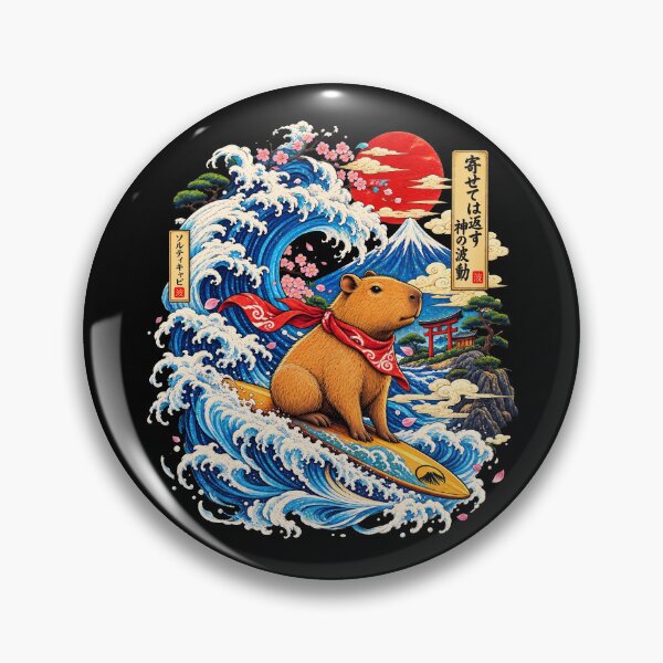 Item preview, Surfing Capybara Great Wave Japanese Vintage Art designed and sold by Vermanartist.