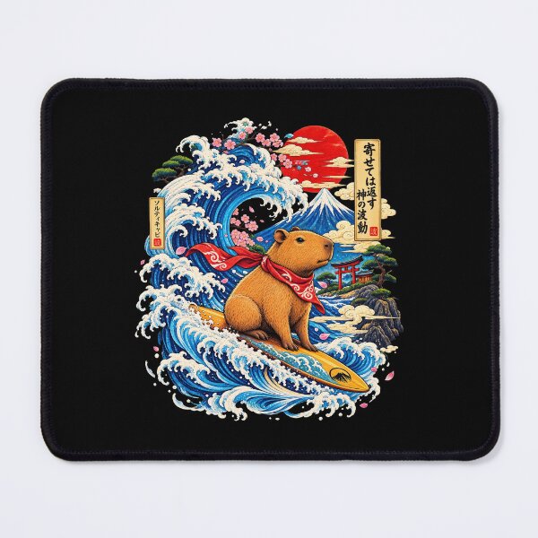 Item preview, Surfing Capybara Great Wave Japanese Vintage Art designed and sold by Vermanartist.