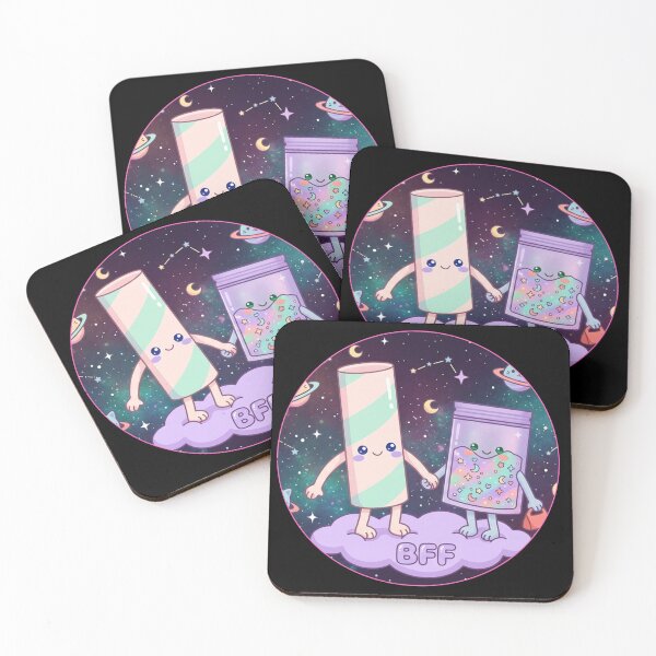 Item preview, Cute Kawaii BFF Straw and Bag in Space - Cosmic Pastel Best Friends Art designed and sold by JeanChiale.