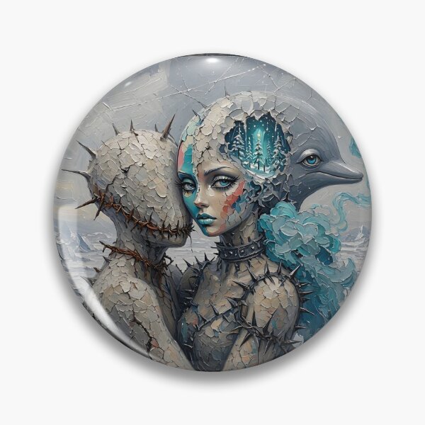 Item preview, Cracked Spooky Embrace Winter Forest Mind Dolphin Surreal Art designed and sold by LujziWorld.