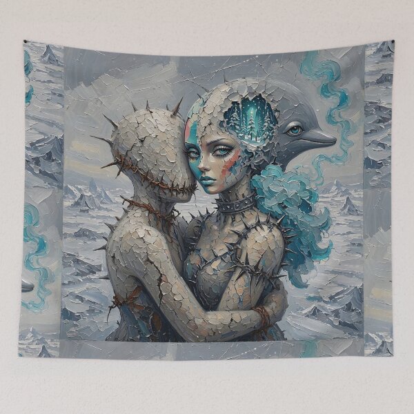 Item preview, Cracked Spooky Embrace Winter Forest Mind Dolphin Surreal Art designed and sold by LujziWorld.