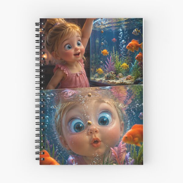 Item preview, Cute Little Girl Exploring a Magical Aquarium – Colorful Fish Underwater Fantasy Art designed and sold by Bhaskar Digital Art.