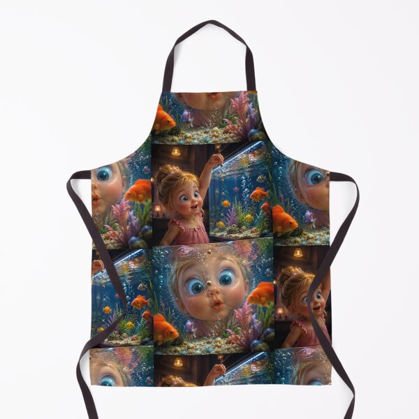 Item preview, Cute Little Girl Exploring a Magical Aquarium – Colorful Fish Underwater Fantasy Art designed and sold by Bhaskar Digital Art.