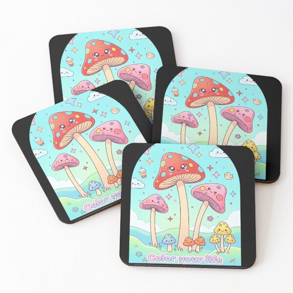 Item preview, Cute Kawaii Mushrooms - Color Your Life Cute Pastel Cottagecore Art designed and sold by JeanChiale.