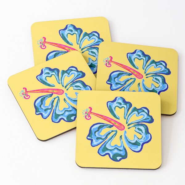 Item preview, Misty Bloom - Tropical Teal Hibiscus with Bold Pink Botanical designed and sold by olivescrafty.