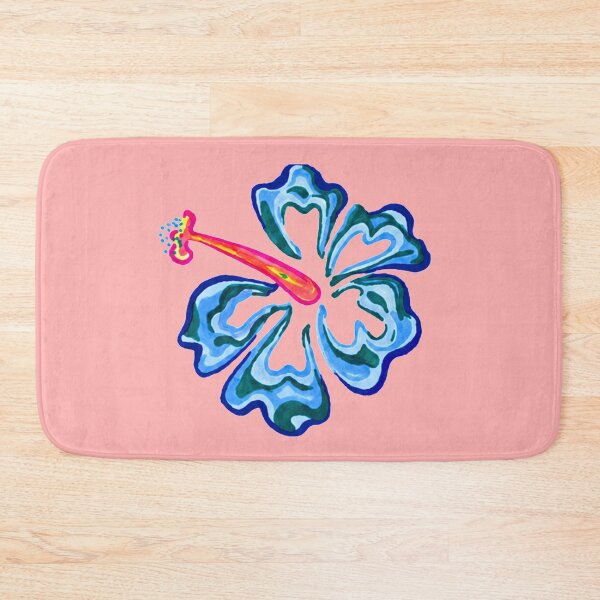 Item preview, Misty Bloom - Tropical Teal Hibiscus with Bold Pink Botanical designed and sold by olivescrafty.