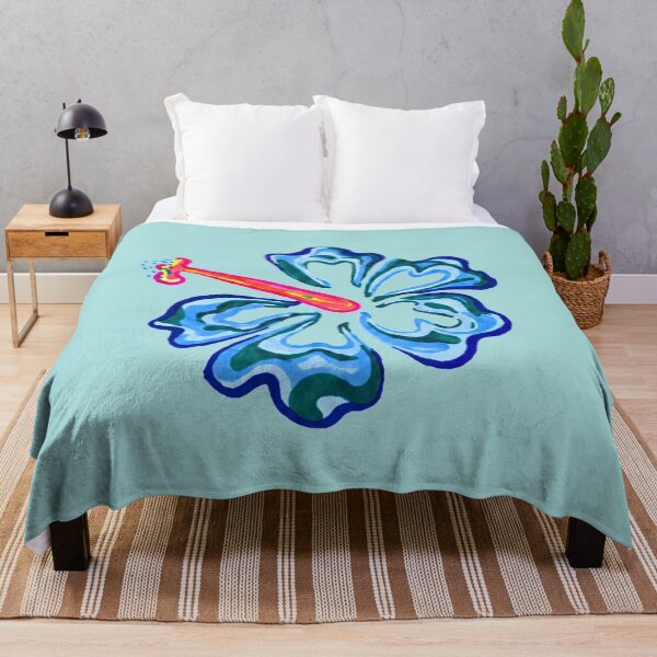 Item preview, Misty Bloom - Tropical Teal Hibiscus with Bold Pink Botanical designed and sold by olivescrafty.