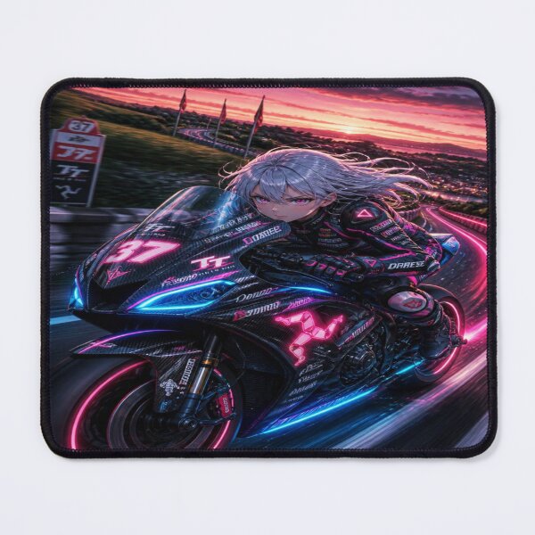 Item preview, Cyberpunk Anime Girl Racer - Isle of Man TT Road Racing designed and sold by JMAVILA ART.