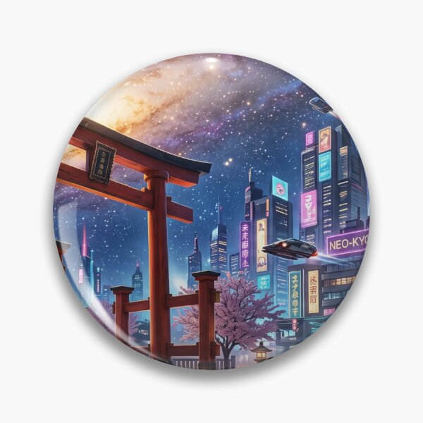 Item preview, Neo-Kyoto Cyberpunk: Galaxy Torii & Bonsai designed and sold by Zen Motif Japan.
