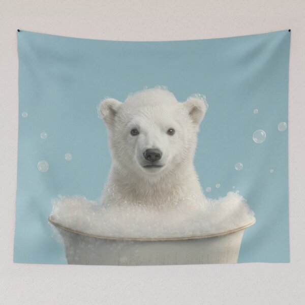 Item preview, Baby Polar Bear Bubble Bath Cute Nursery Bathroom Wall Art designed and sold by LazyOwlStore.
