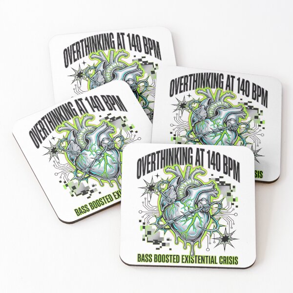 Item preview, Overthinking At 140 BPM Cyber Heart Rave Graphic Tee Design designed and sold by KIDEnia.