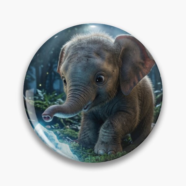Item preview, Cute Baby Elephant in Enchanted Moonlit Forest – Magical Fantasy Wildlife Art designed and sold by Bhaskar Digital Art.