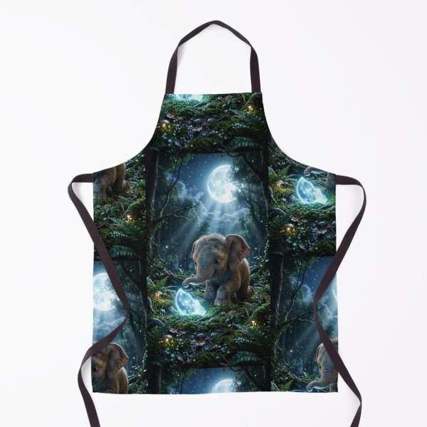 Item preview, Cute Baby Elephant in Enchanted Moonlit Forest – Magical Fantasy Wildlife Art designed and sold by Bhaskar Digital Art.