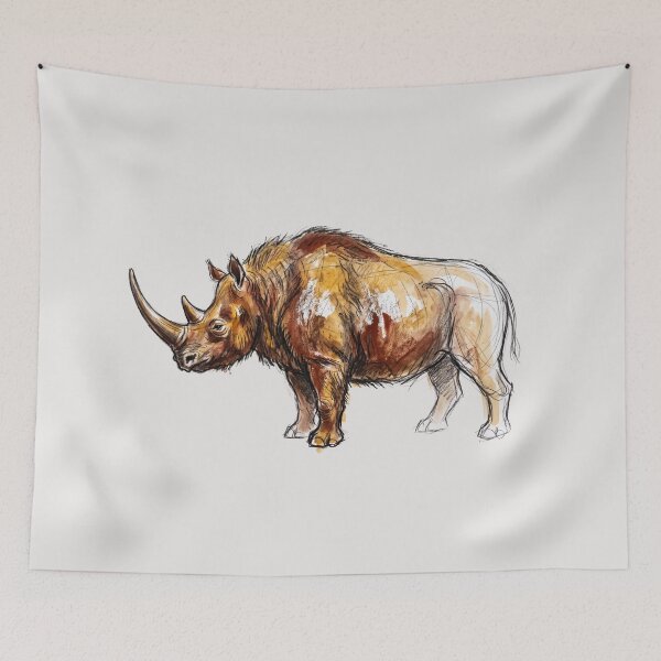 Item preview, Coelodonta Antiquitatis - Woolly Rhino Ice Age Megafauna Art Print designed and sold by FreiherrPK.