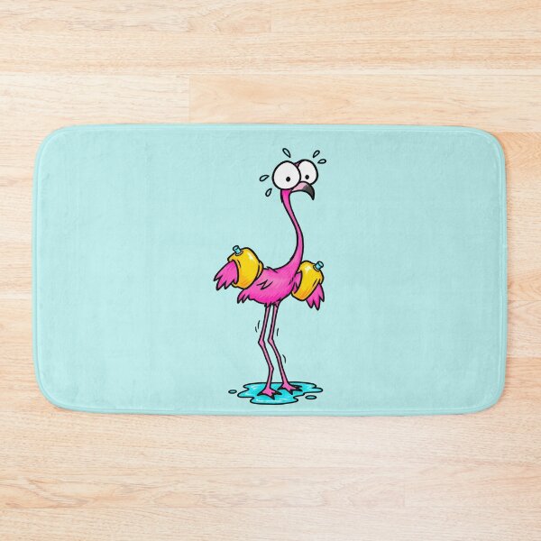 Item preview, Anxious Flamingo With Water Wings - Funny Sweating Bird Pool Cartoon designed and sold by SVox.