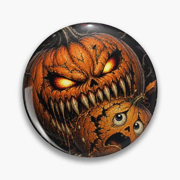 Item preview, A terrifying Halloween pumpkin attacks an innocent little pumpkin designed and sold by 66Solar.