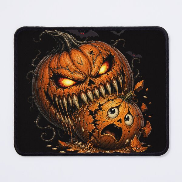 Item preview, A terrifying Halloween pumpkin attacks an innocent little pumpkin designed and sold by 66Solar.