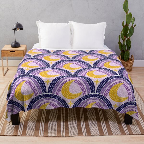 Item preview, Celestial Purple Crescent Moon Mosaic Pattern designed and sold by Home Cyn Home.