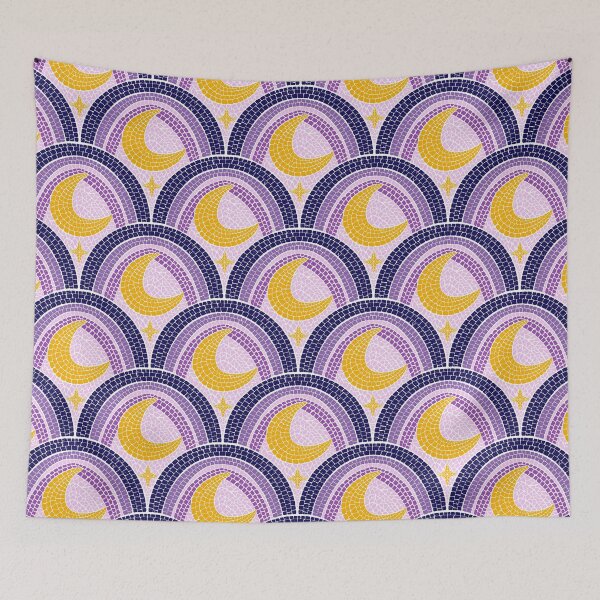 Item preview, Celestial Purple Crescent Moon Mosaic Pattern designed and sold by Home Cyn Home.