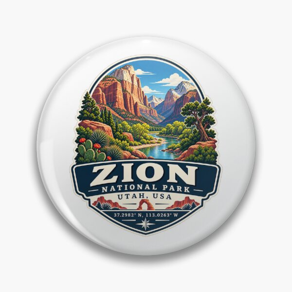 Item preview, Zion National Park Utah Coordinates – Southwest Travel Badge designed and sold by ChicClicker.