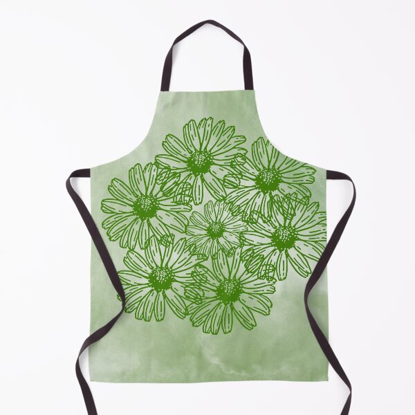 Item preview, Green Daisy Flower Botanical Line Art Pattern designed and sold by Jyoti Digital Artist.