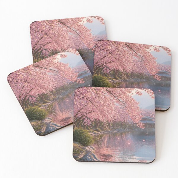Item preview, Beautiful Japanese Sakura Cherry Blossom Lake Pagoda Landscape designed and sold by Broken143.