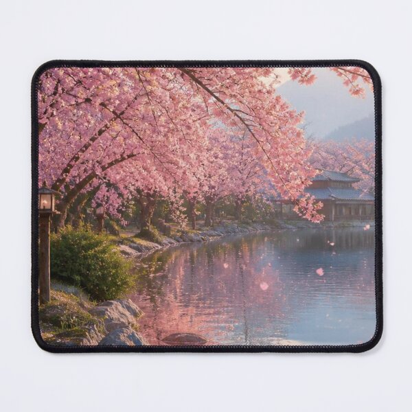 Item preview, Beautiful Japanese Sakura Cherry Blossom Lake Pagoda Landscape designed and sold by Broken143.