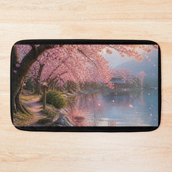 Item preview, Beautiful Japanese Sakura Cherry Blossom Lake Pagoda Landscape designed and sold by Broken143.