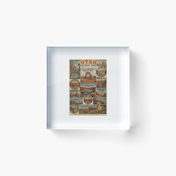 Item preview, Utah National Parks Mighty 5 Vintage Poster Zion Arches Bryce Canyon designed and sold by LittleArij.